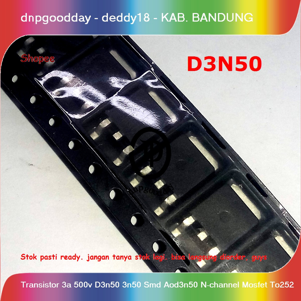 ทรานซิสเตอร์ 3a 500v D3n50 3n50 Smd Aod3n50 N-channel Mosfet