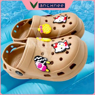 Vanchnee รองเท้าแตะ Crocs Kitty ลายการ์ตูนแมว สําหรับเด็กผู้หญิง และเด็กผู้ชาย