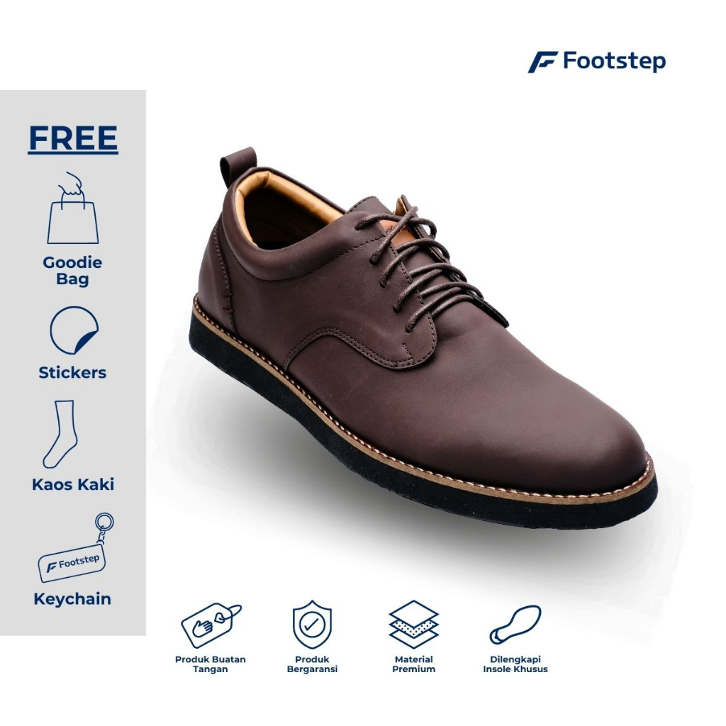 รองเท้าลําลองผู้ชาย Derby Footstep Footwear Alaska Darkbrown