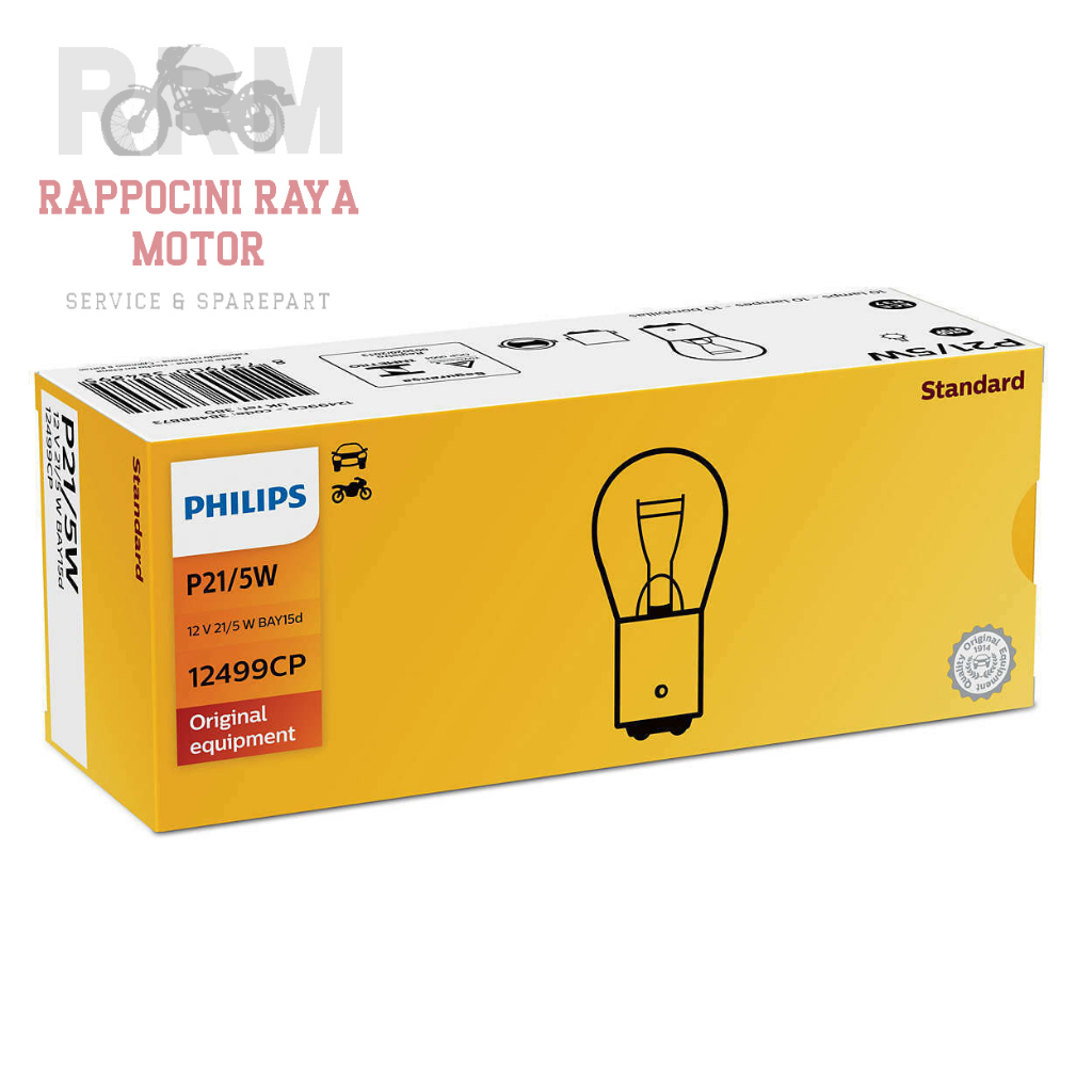 PHILIPS P21/5W 12V BAY15D ไฟเบรกรถจักรยานยนต์และรถยนต์ STOP BULB