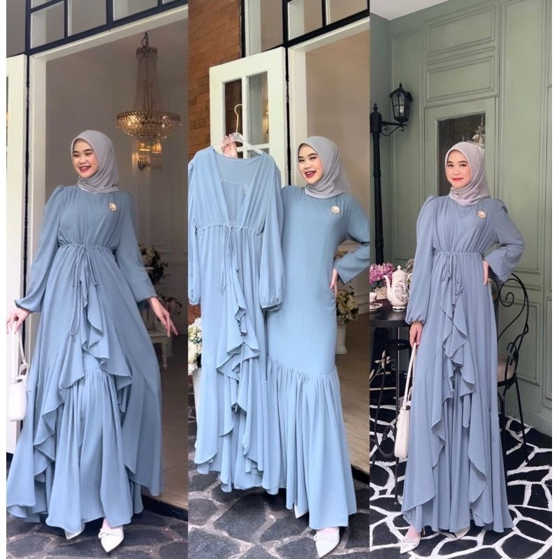 ล่าสุด Crinkle Gamis 2023 มุสลิมชุดสตรี Gamis ชุด Airynn วัสดุ Crinkle ล่าสุด