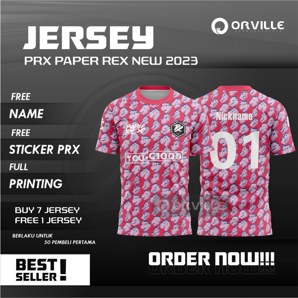 PRX PAPER REX JERSEY ใหม่ 2023 MY/SG FREE NICKNAME, NUMBER, & PRX STICKER