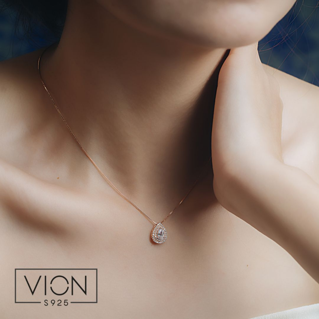 REPLIKA Vion S925 สร้อยคอ 15567 S925/เงินคริสตัล Zirconia Replica สร้อยคอเพชรโดย VierJewellery