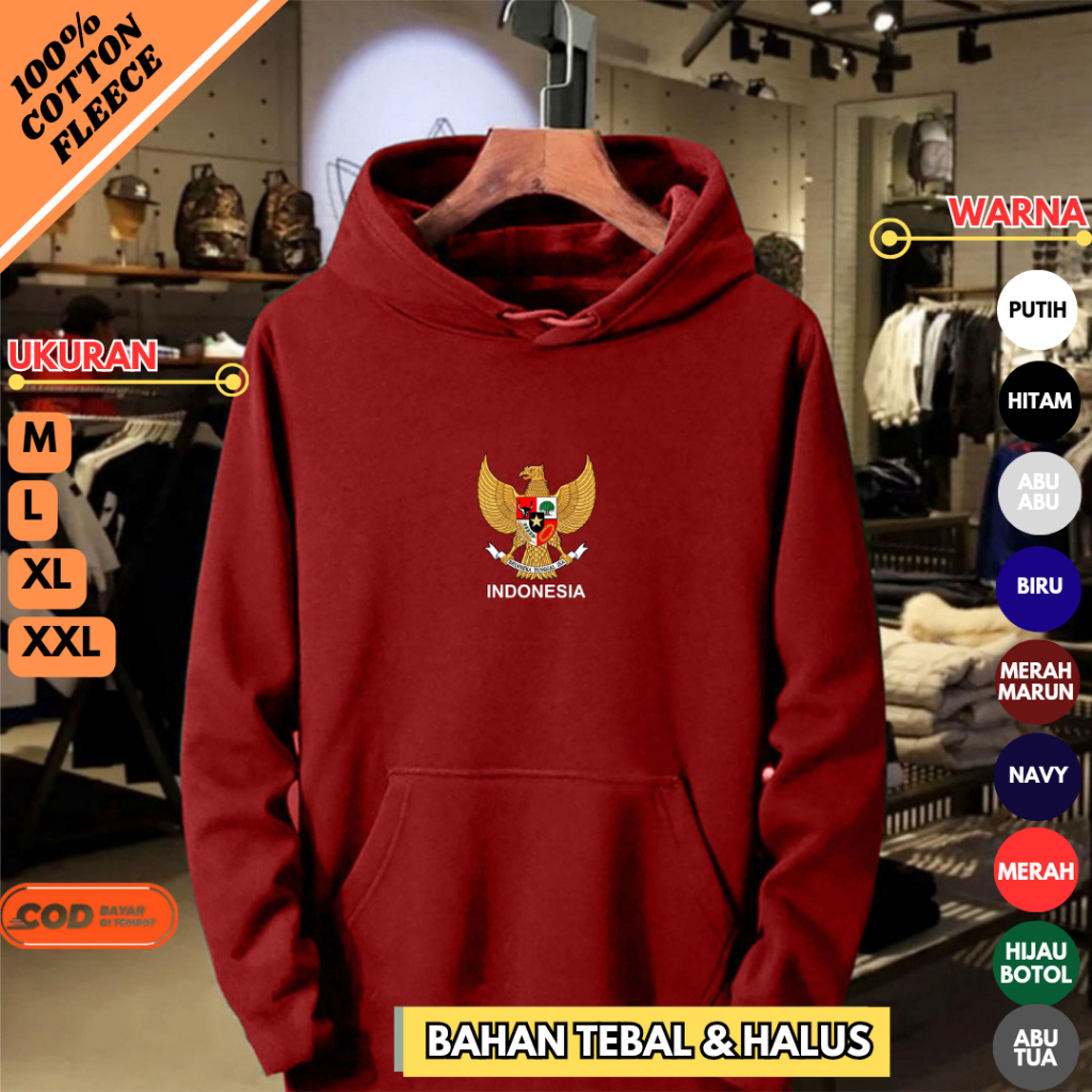 Hoodie Hodie Hodiie Distro ผู้ชายผู้หญิง Cool Garuda โลโก้ 100% Original Cotton ขนแกะพรีเมี่ยมหนาเรี