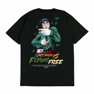 เสื้อยืด พิมพ์ลายอนิเมะ Naruto ROCK LEE MY MIND IS FLAYING FREE สําหรับผู้ชาย