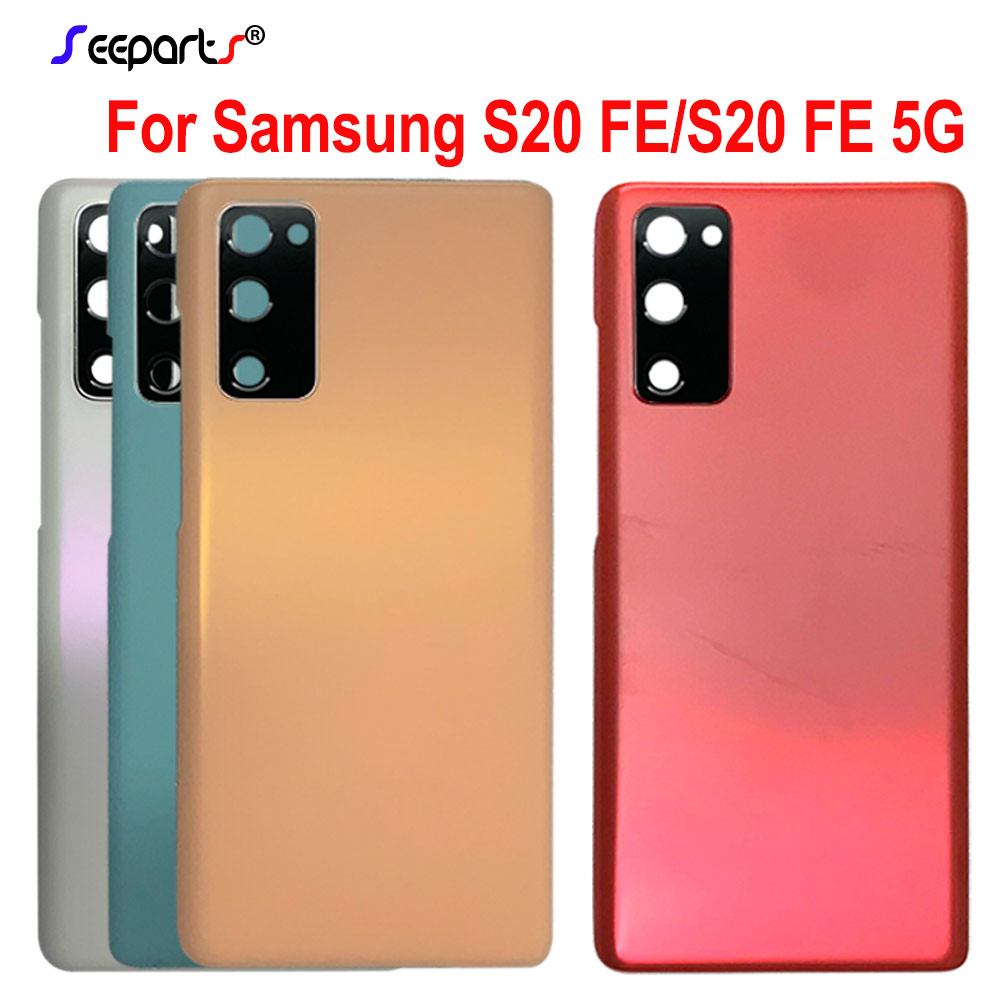 ฝาหลังประตูหลัง Samsung S20 FE G781 G781B + กระจกกล้องเดิม