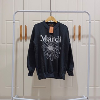 เสื้อแจ็กเก็ตกันหนาว คอกลม พิมพ์ลายโลโก้ Mardi สีดํา