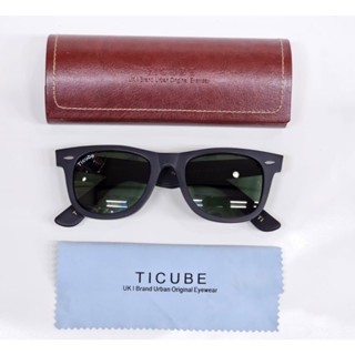 ใหม่ TICUBE WAYFARER ของแท้ แว่นตากันแดด สีดํา สําหรับผู้ชาย ไซซ์ 50-22-145