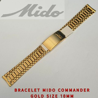 Mido COMMANDER สายนาฬิกาข้อมือสเตนเลส สีทอง 18 มม.