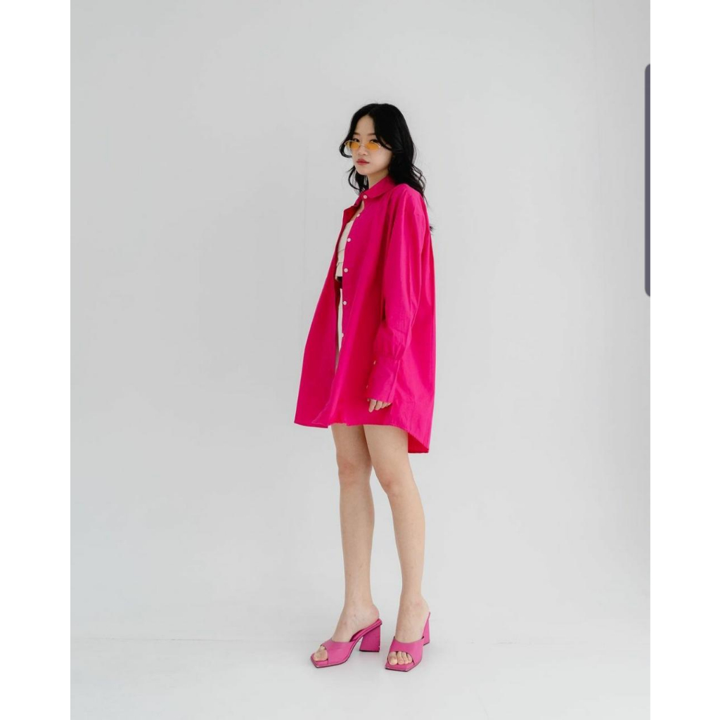 KEMEJA Skye Double Button Oversize Jumbo Boyfriend Shirt