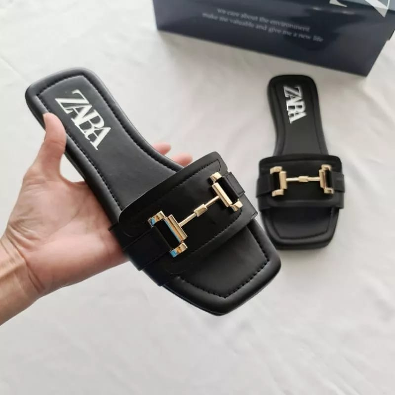 Zara รองเท้าแตะ ส้นแบน สําหรับผู้หญิง