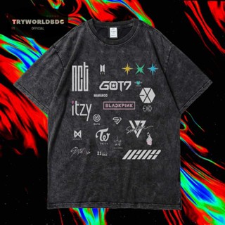 เสื้อยืด พิมพ์ลาย Tryworldbdg OFFICIAL "K POP" | เสื้อเชิ้ต ซักได้ | หินล้าง | เสื้อยืด ขนาดใหญ่ | เสื้อยืด พิมพ์ลายโลโก้ K POP WASHING VINTAGE TEE