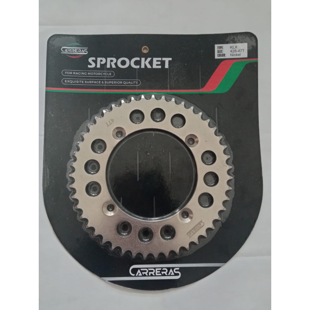 REAR GEAR SUPERMOTO KLX / CRF UK. 428/ 47T SILVER CARRERAS WHOLESALE