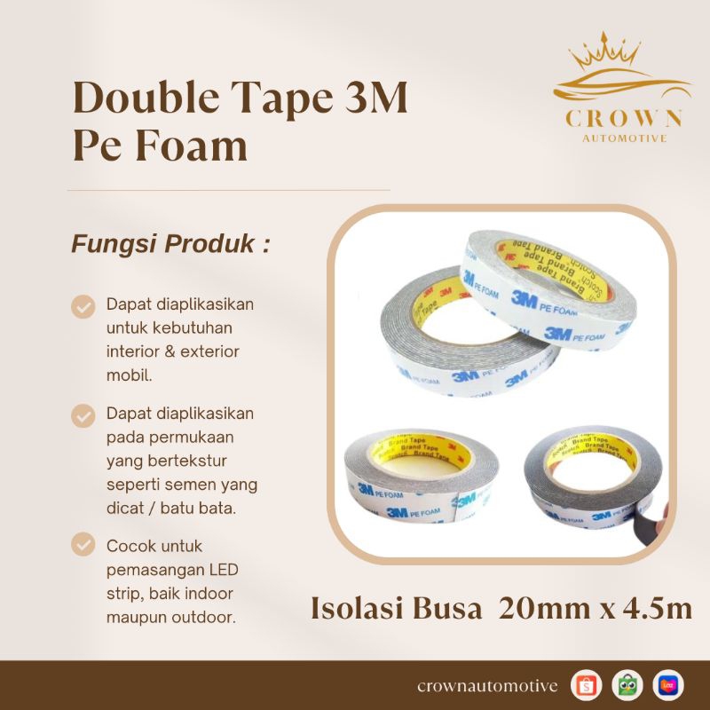 Double Tape 3M Pe Foam / Solation Foam 20mm x 4,5M / BB Foam