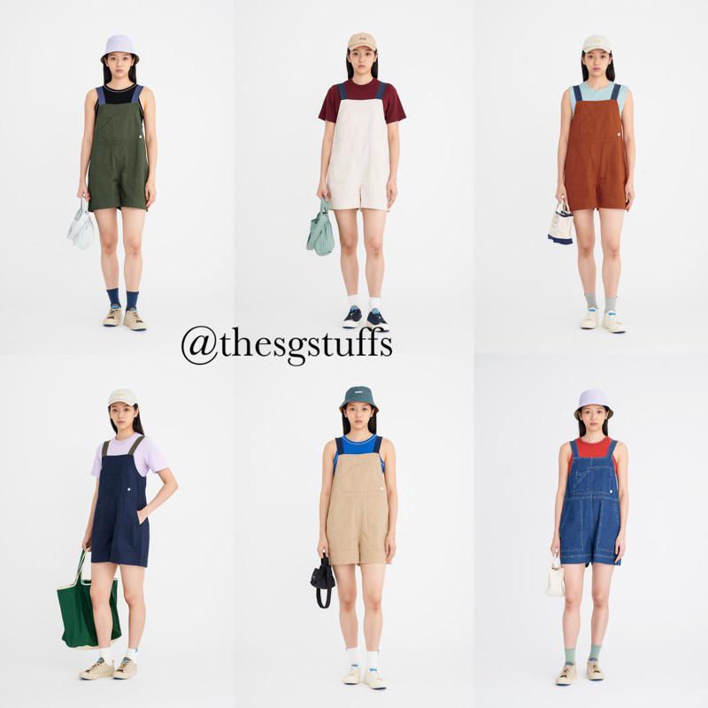 Beyond THE VINES BTV Short Utility Jumpsuit Women/Jumper โดยรวม pinafore baju wanita
