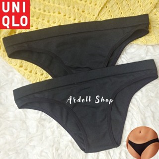 Au UNIQLO กางเกงชั้นใน ผ้าฝ้าย เอวต่ํา สีดํา สําหรับผู้หญิง M LW