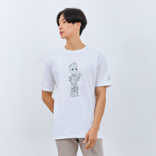 Putih Marvel Collection M231 เสื้อยืด ลาย Marvel I Am Groot สีขาว 2905A