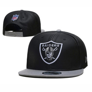 หมวกแก๊ป แบรนด์เนม Snapback NFL Oakland Raiders หนังสีดํา สีเทา นําเข้า