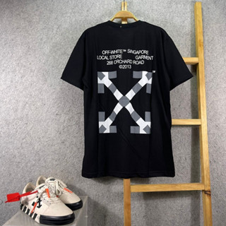 เสื้อยืด ลาย Kaos OFF WHITE SINGAPORE STORE สีดํา