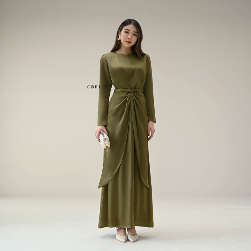 รุ่นใหม่ล่าสุด - JUMBO READY / ชุดหลวม CORLISS RAYA COLLECTION GAMIS SATIN SILK PREMIUM DRESS SHIMME