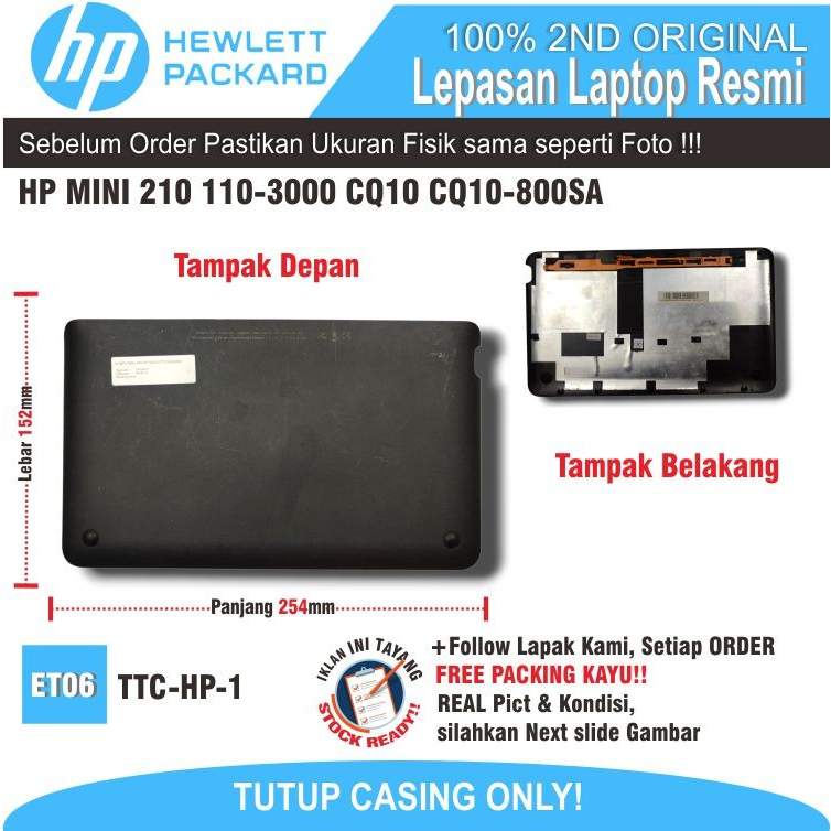ET06 TTC-HP-1 เคสแล็ปท็อปด้านหลัง HP MINI 210 110-3000 CQ10 CQ10-800SA