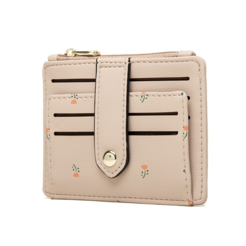 Womens CARD WALLET CARD HOLDER ATM SLOT MONEY ZIPPER COIN ORIGINAL PRETTYZYS CREAM LEATHER BRONVILLE