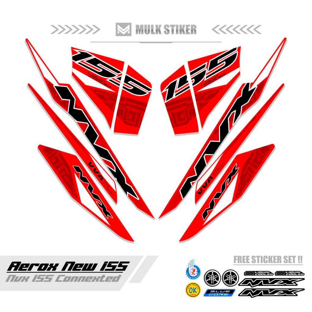 STRIPING AEROX 155 ใหม่ CONNETED MOTIF 25 / สีคอมโบ / ฐานสีดํา / AEROX 155 สติ๊กเกอร์เชื่อมต่อ / AER