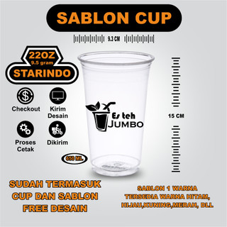 Sablon cup 22oz datar STARINDO 9,5gr min 500pcs-plastik PP
