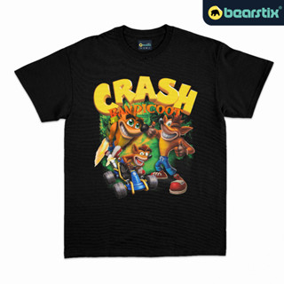 Bearstix - เสื้อยืดลําลอง แขนสั้น พิมพ์ลาย Crash Bandicoot Kaos Bootleg Baju Gamers สไตล์วินเทจ