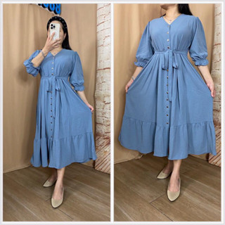 Felin Middi Dress กระดุมผัด Active