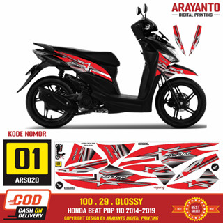 พร้อมส่ง สติกเกอร์ติดตกแต่งไอคอน Doff/Glossy สําหรับ Honda Beat Pop 110 2014-2019 ARS020