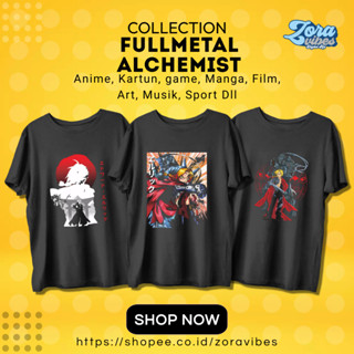 เสื้อยืด ผ้าฝ้าย พิมพ์ลายอนิเมะ Fullmetal Alchemist Combed 30s คุณภาพสูง