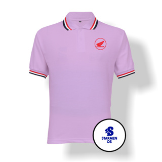 Kaos Polo เสื้อยืดโปโล คอปกนิ่ม พิมพ์ลายโลโก้ HONDA สีแดง สําหรับผู้ชาย 3 รายการ