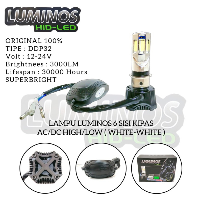 LUMINOS ORIGINAL ไฟ LED 6-SIDED, ORIGINAL LUMINOS ยี่ห้อ AC/DC MOTORCYCLE LED ไฟหน้า