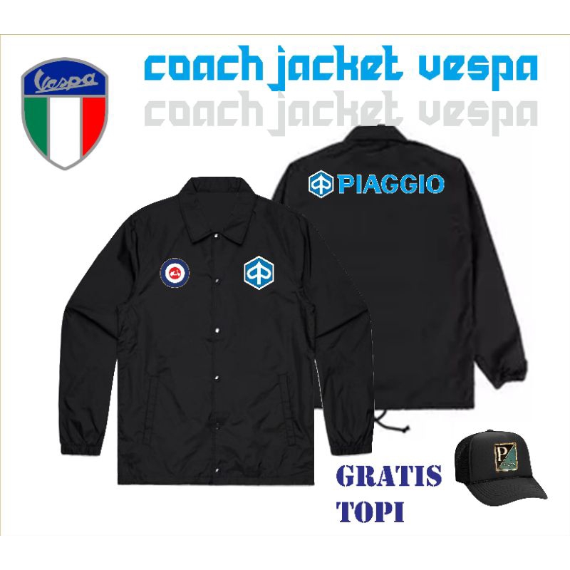 เสื้อแจ็กเก็ตกันลม Piaggio Vespa Coach Series ฟรีหมวก