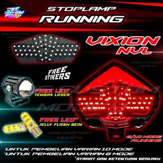 Vixion NVL ไฟเบรก LED 8 10 โหมดอัตโนมัติ ไฟท้ายรถจักรยานยนต์ NVL VIXION LIGHTNING 2012 2013 2014 2015 2016 เจลลี่กะพริบ