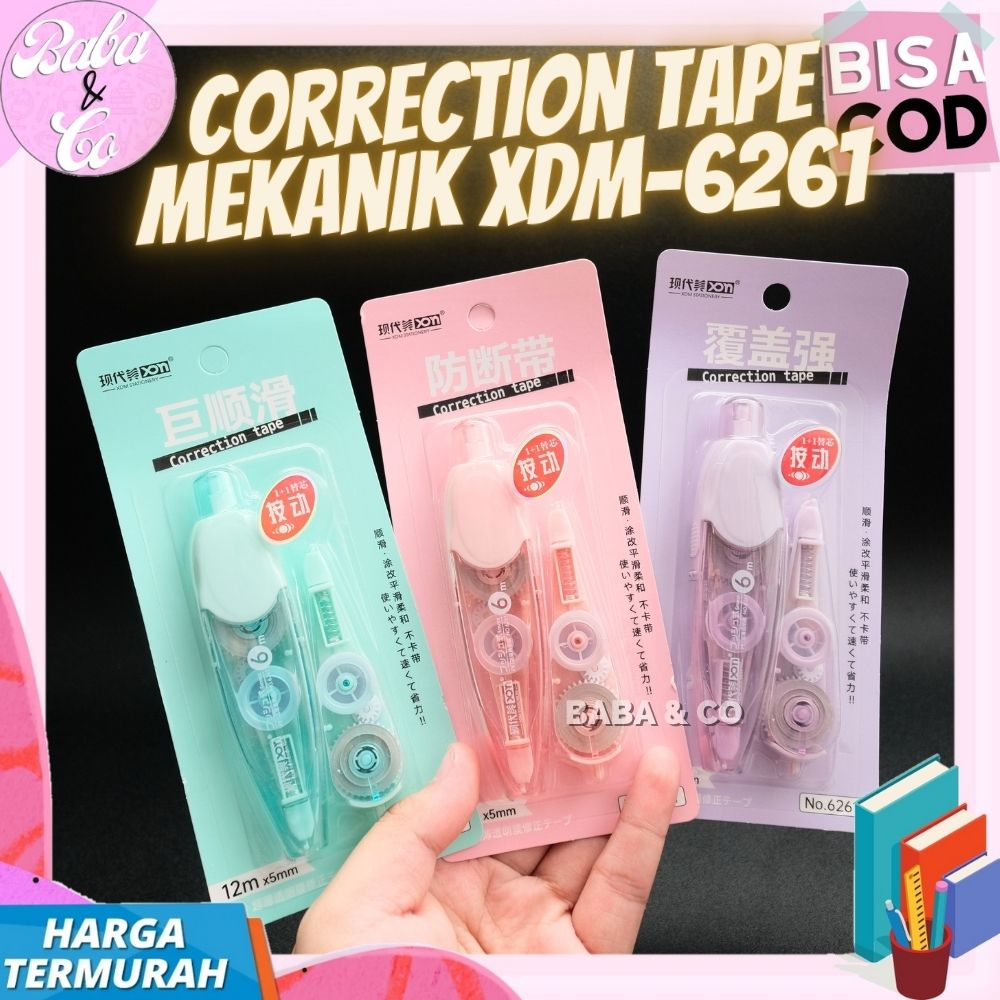 เทปลบคําผิด CETEK MECHANIC TIP EX DRY XDM-6261 ฟรี FILL TIP EX CORRECTION TAPE SET REFILL XDM 6261