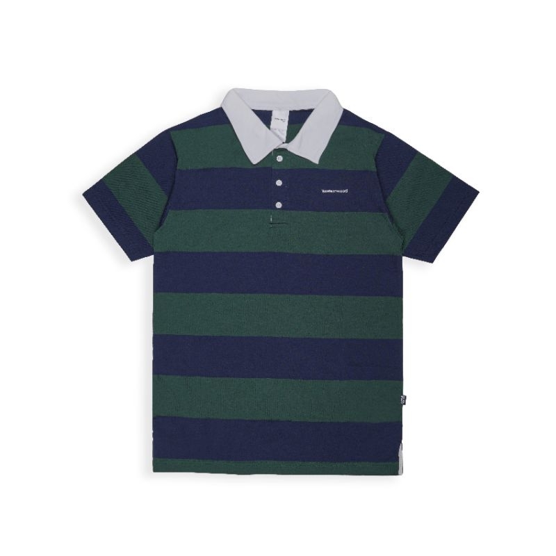 HIJAU Easternwood Rugby Shirt เสื้อโปโลแขนยาวแขนสั้นลายทาง Awls สีกรมท่า