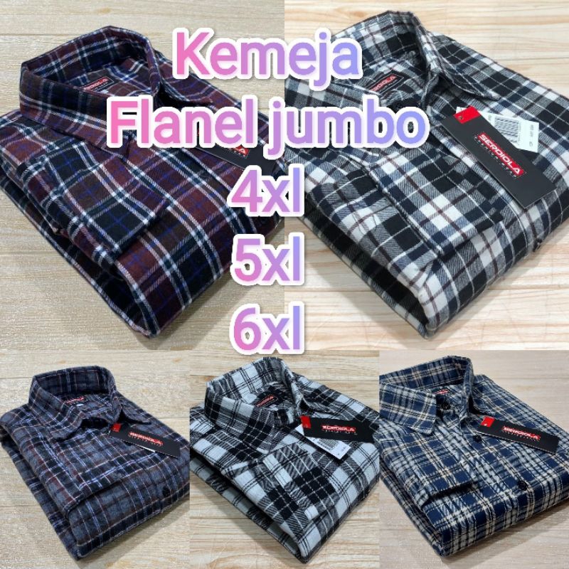 KEMEJA JUMBO FLANEL SHIRT 4XL 5XL 6XL แขนยาว
