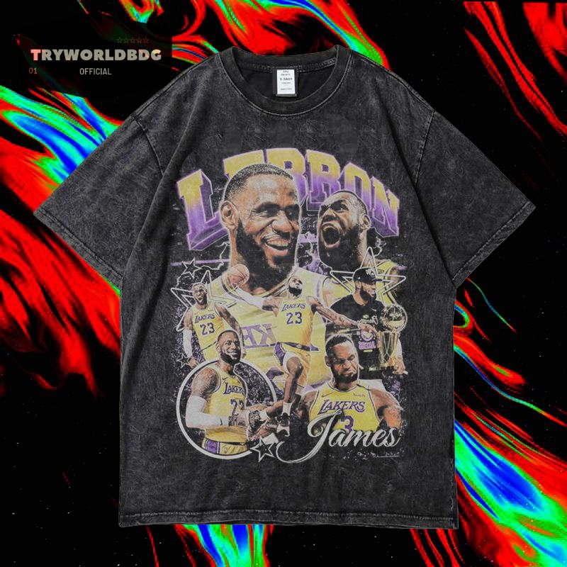 TRYWORLDBG OFFICIAL "LEBRON JAMES" เสื้อยืด OVERSIZED | เสื้อยืด WASHED | ล้างหิน | เสื้อยืด OVERSIZ