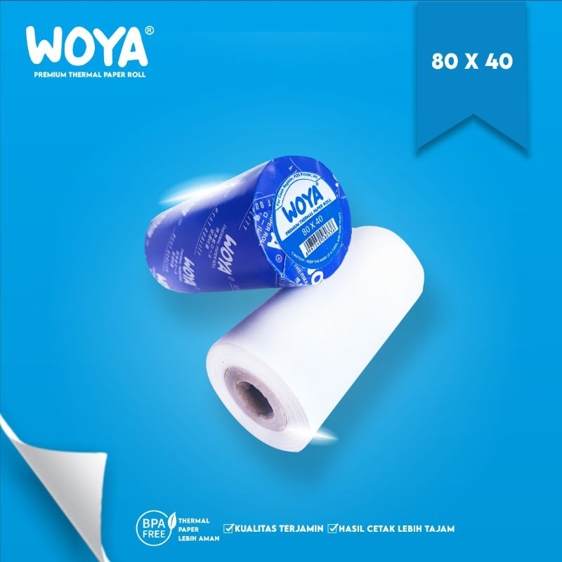 WOYA แคชเชียร์กระดาษใบเสร็จรับเงินม้วนกระดาษความร้อน 80x40 มม.เครื่องพิมพ์ POS ความร้อน 80 มม. 80x40