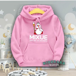 เสื้อกันหนาว มีฮู้ด ลายไอศกรีม Mixue สําหรับเด็ก