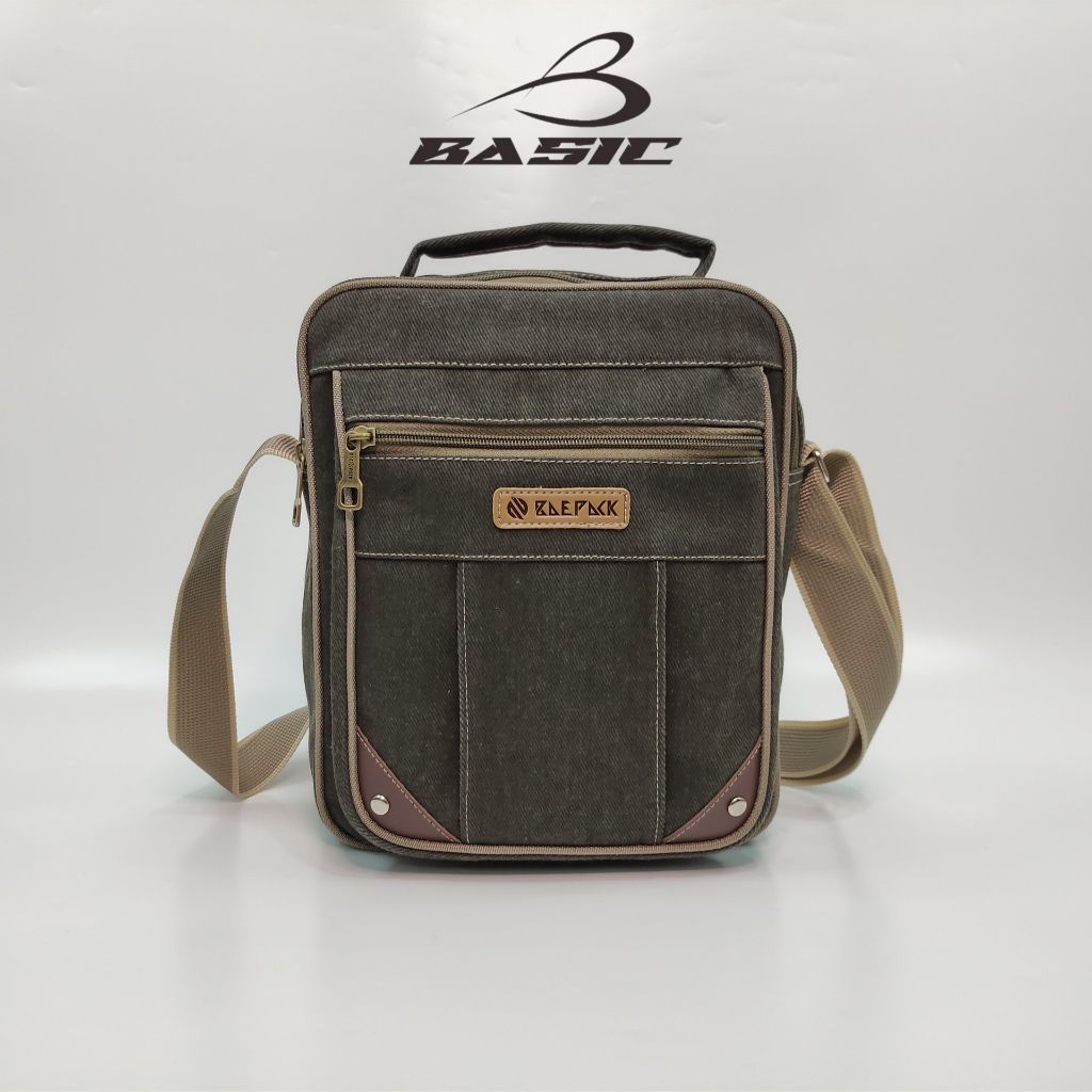 Hijau Baepack Evans Army Green Canvas Sling Bag Original Basicbag / Mens Canvas Shoulder Bag / Adult