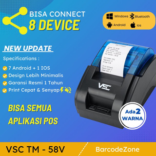 PRINTER BLUETOOTH DESKTOP THERMAL KASIR VSC TM-58V - KASIR RJ11 RPP02 SUPPORT GRAB GOBIZ - RJ11