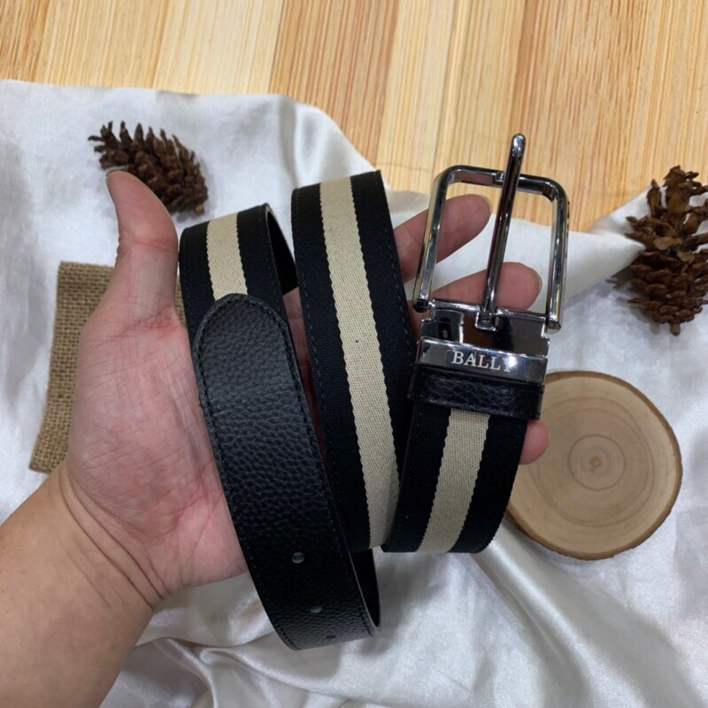 เข็มขัดหัวเข็มขัด BALLY Strap STRIPE LOGO เข็มขัดผู้ชาย IMPORT PREMIUM AAA QUALITY FREE BOX