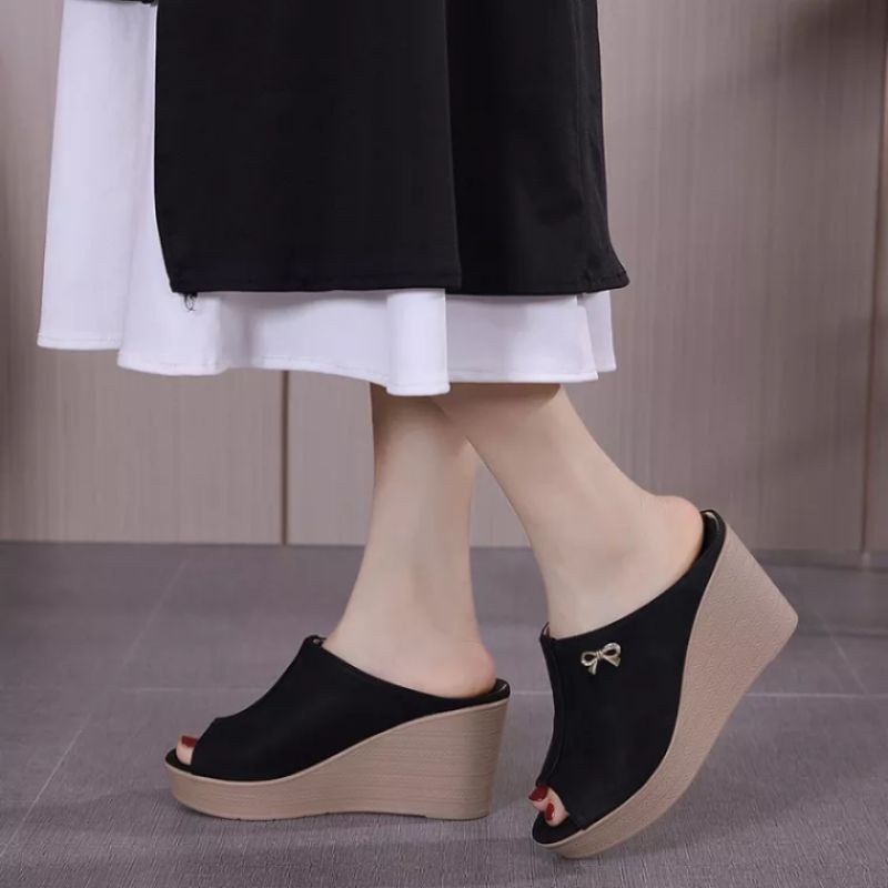 ผู้หญิงWedges Hak Tahu Wrdges Ibubu Kekian Wiges Wedges Simple Elegantรองเท้าส้นสูงโมเดิร์น Wejes Ti