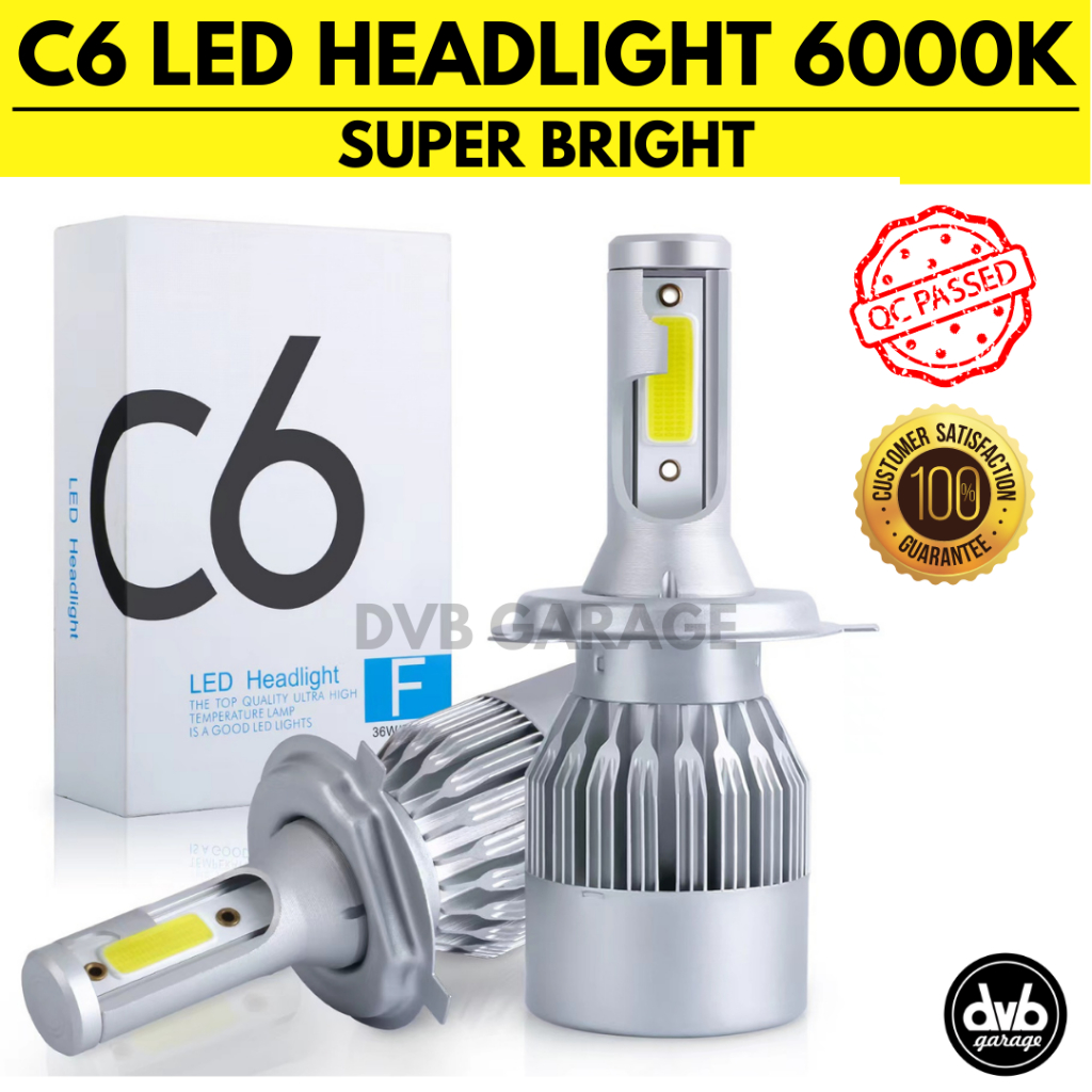 C6 LED ไฟหน้า 6000K 3800L - H1 H3 H4 H7 H11 9005 HB3 9006 HB4