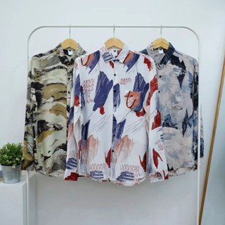 เสื้อเชิ้ตแขนยาว ลาย WASHED MOTIF Code Z-002 สําหรับผู้ชาย