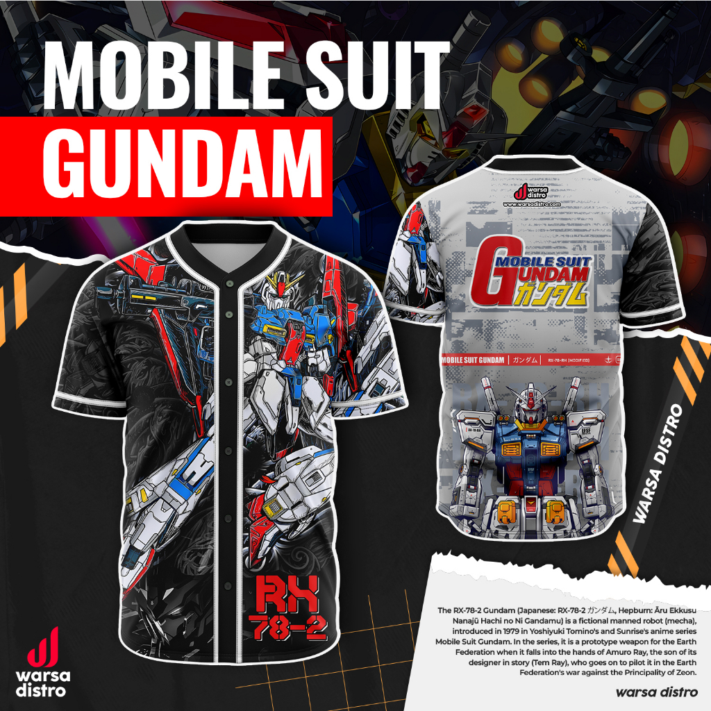 Gundam RX 78-2. เสื้อเบสบอล พิมพ์ลาย แบบเต็มตัว