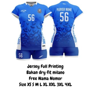 เสื้อกีฬาวอลเลย์บอล Jersey Futsal Jersey 56 พิมพ์ลาย สีฟ้า สีขาว สําหรับผู้หญิง